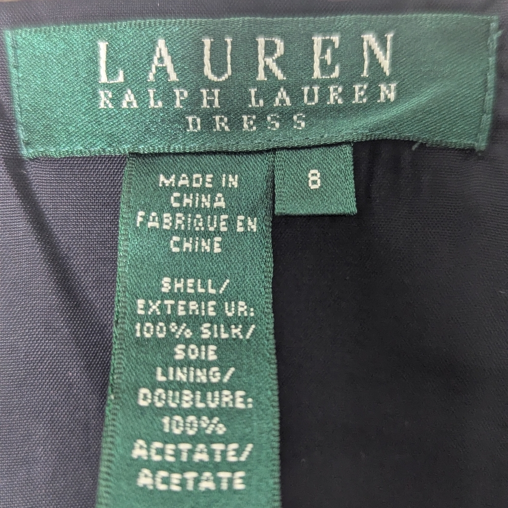 Lauren Ralph Lauren Silk Knee-Length Black Dress Women's Size 8 Semi-Formal - Picture 6 of 9